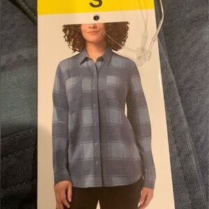 New32 Degrees Plaid Long Sleeve Button Up Shirt, Women's Size S Goblin Blue